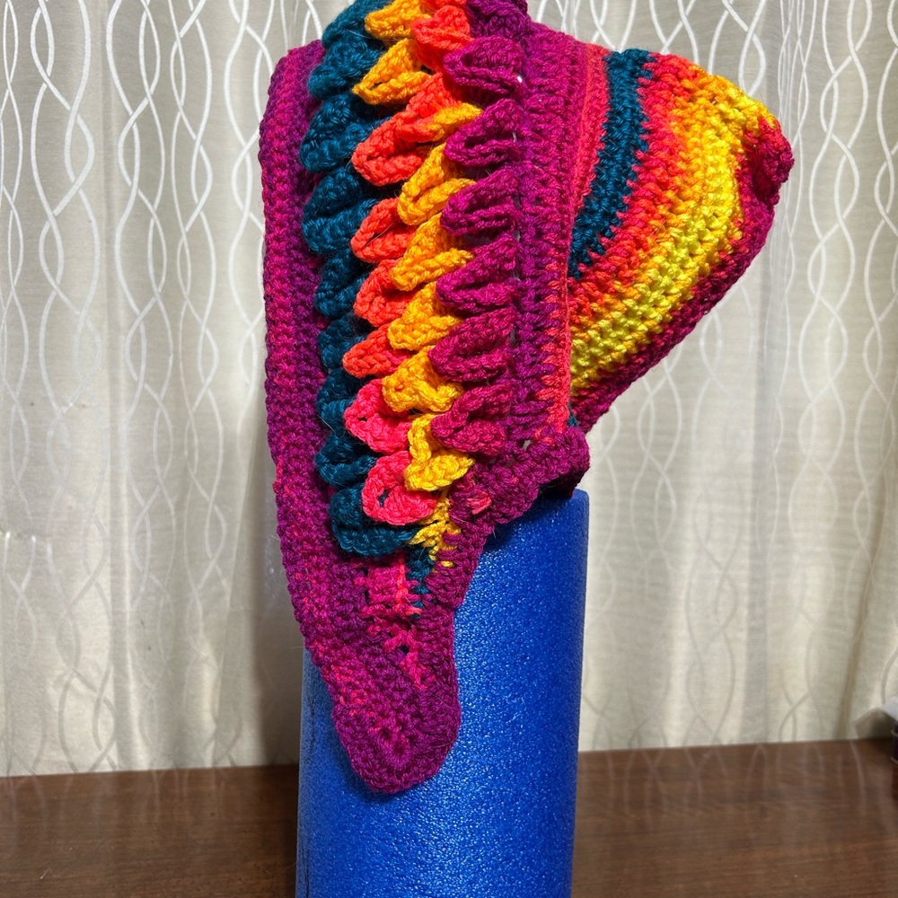 Funky Hand Crocheted Winter Hat Using Dragon Stitch
